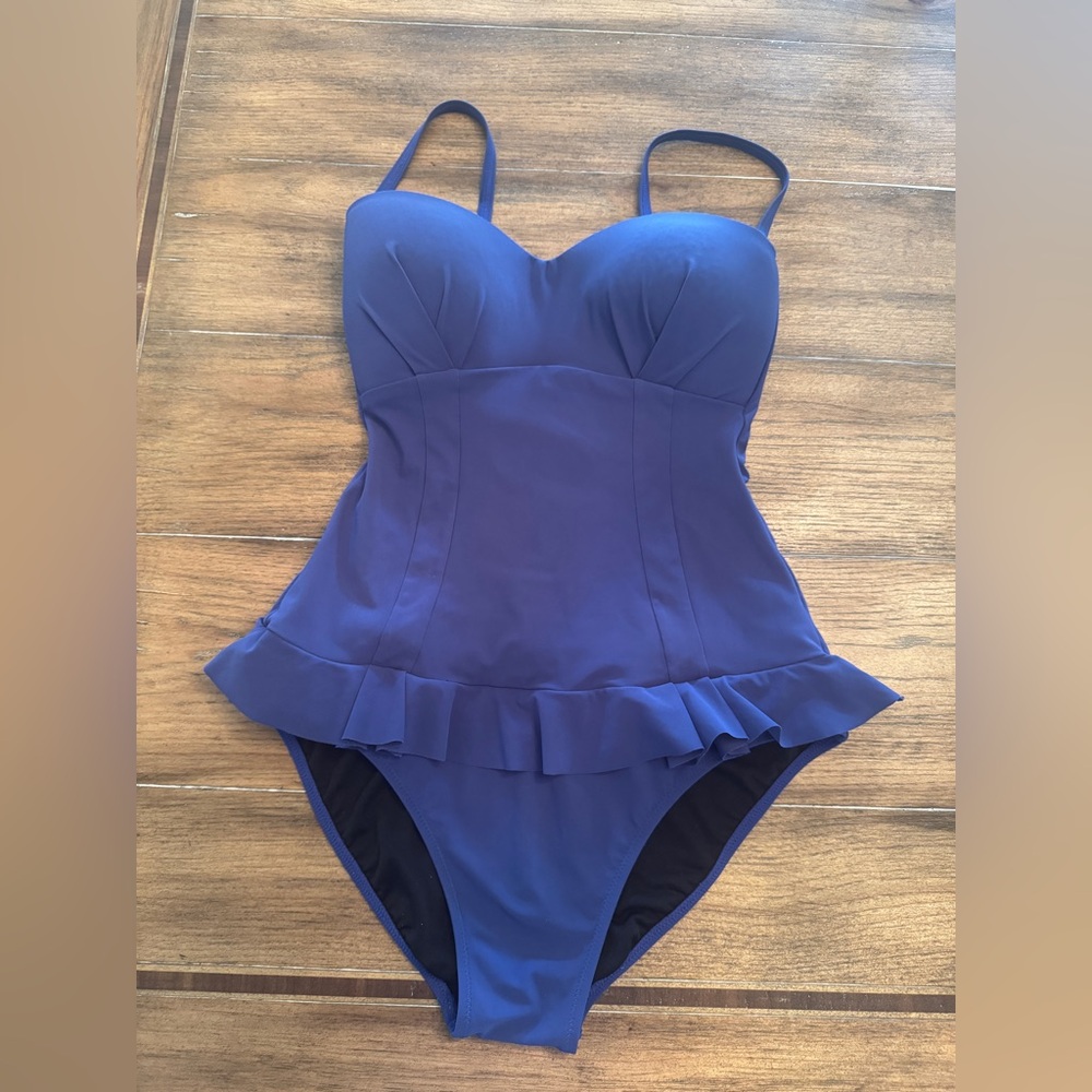 Profile By Gottex Blue One Piece Swimsuit with Sweetheart Neckline Sz 6